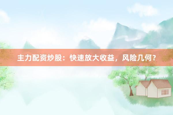主力配资炒股：快速放大收益，风险几何？