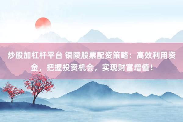 炒股加杠杆平台 铜陵股票配资策略：高效利用资金，把握投资机会，实现财富增值！