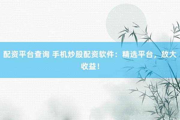 配资平台查询 手机炒股配资软件：精选平台，放大收益！