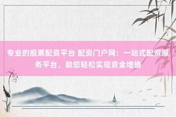 专业的股票配资平台 配资门户网：一站式配资服务平台，助您轻松实现资金增值