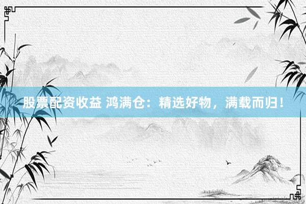 股票配资收益 鸿满仓：精选好物，满载而归！