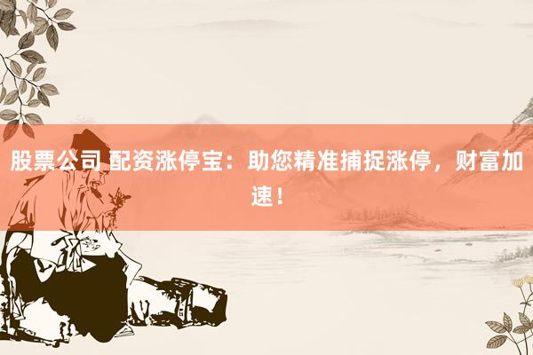 股票公司 配资涨停宝：助您精准捕捉涨停，财富加速！