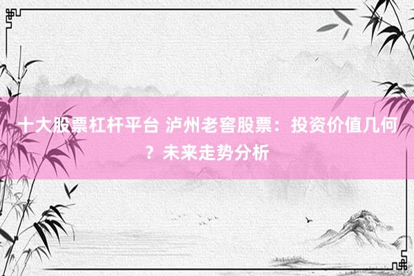 十大股票杠杆平台 泸州老窖股票：投资价值几何？未来走势分析