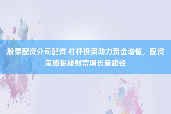 股票配资公司配资 杠杆投资助力资金增值,配资策略揭秘财富增长新路径