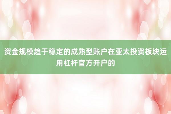 资金规模趋于稳定的成熟型账户在亚太投资板块运用杠杆官方开户的