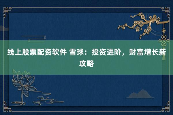 线上股票配资软件 雪球：投资进阶，财富增长新攻略