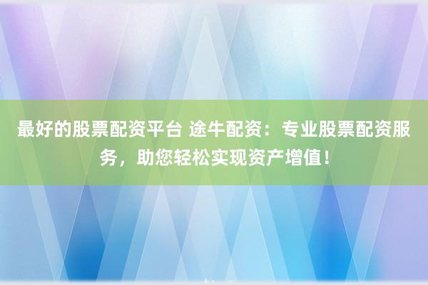 最好的股票配资平台 途牛配资：专业股票配资服务，助您轻松实现资产增值！