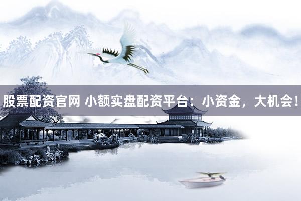 股票配资官网 小额实盘配资平台:小资金,大机会!